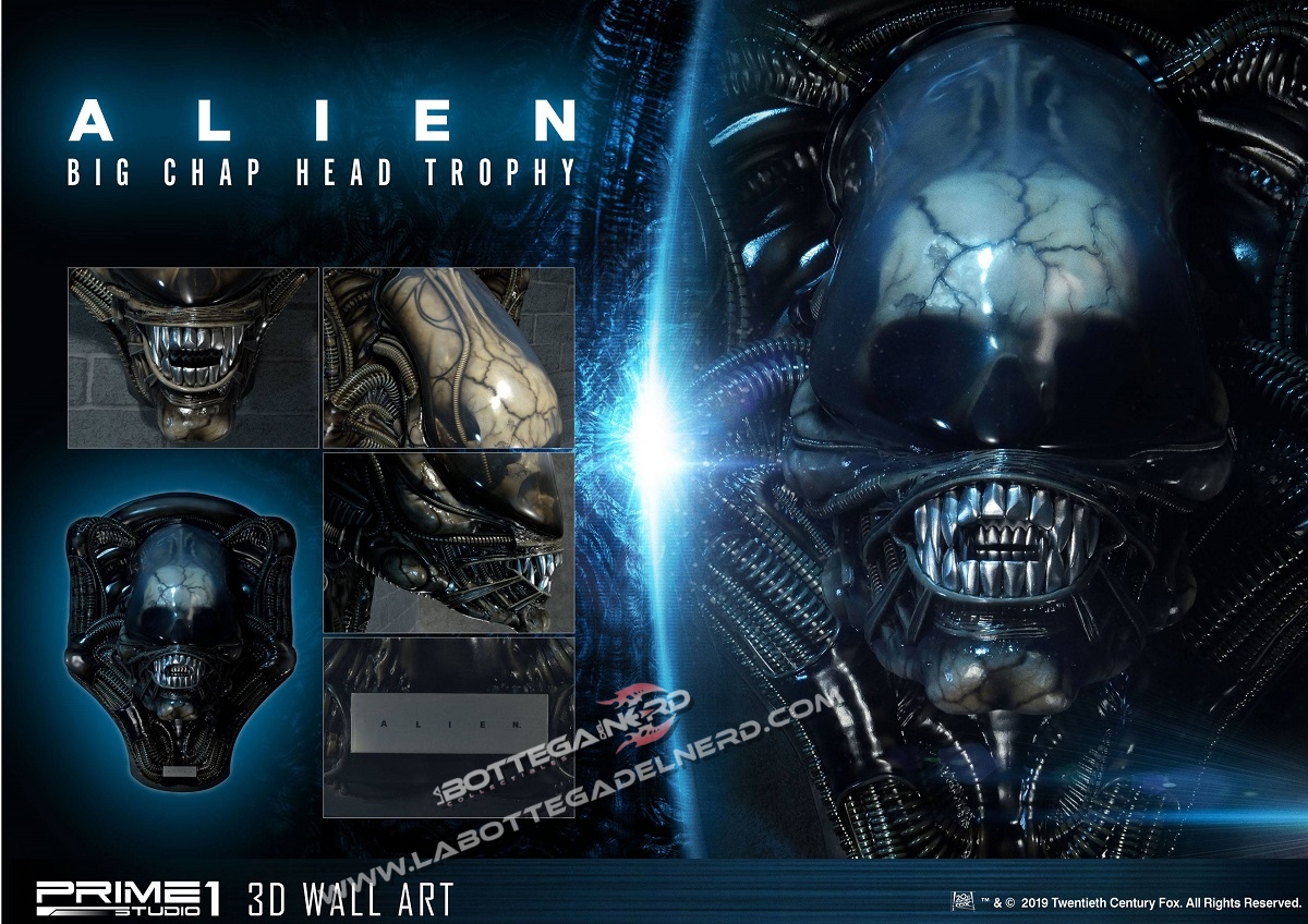Alien 3D Wall Art - Big Chap Head Trophy 58cm - immagine 6