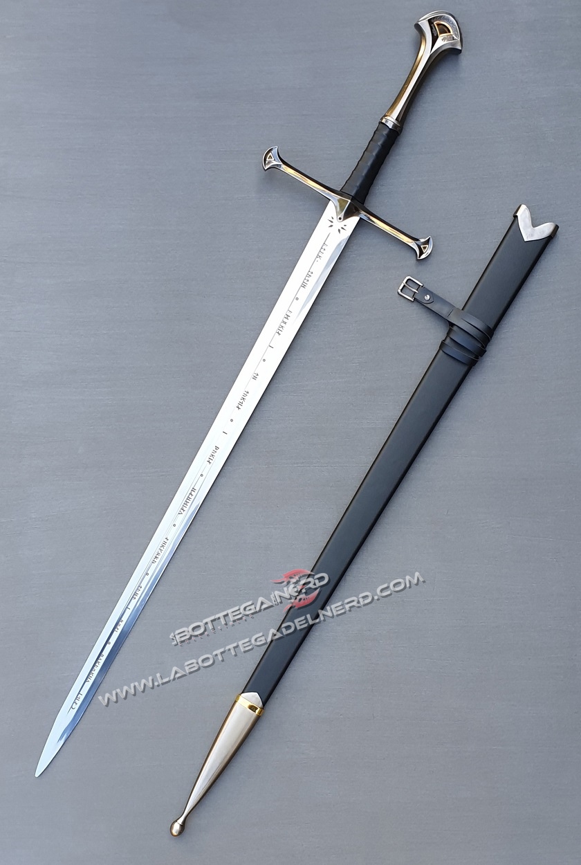 Il Signore degli Anelli - Anduril di Aragorn con incisione + Fodero in ecopelle - immagine 2