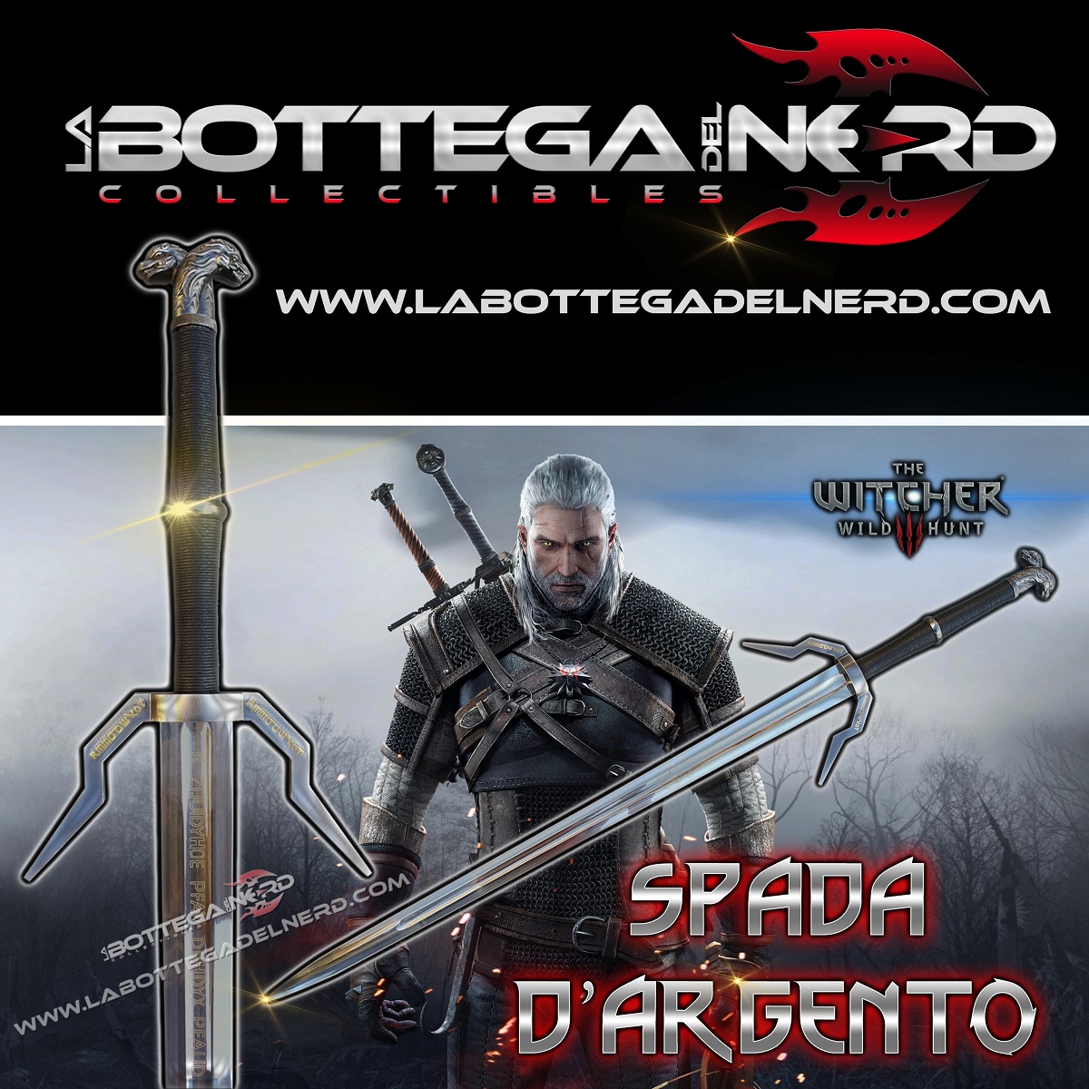 The Witcher 3 - Replica Spada d'argento Geralt di Rivia (DELUXE)