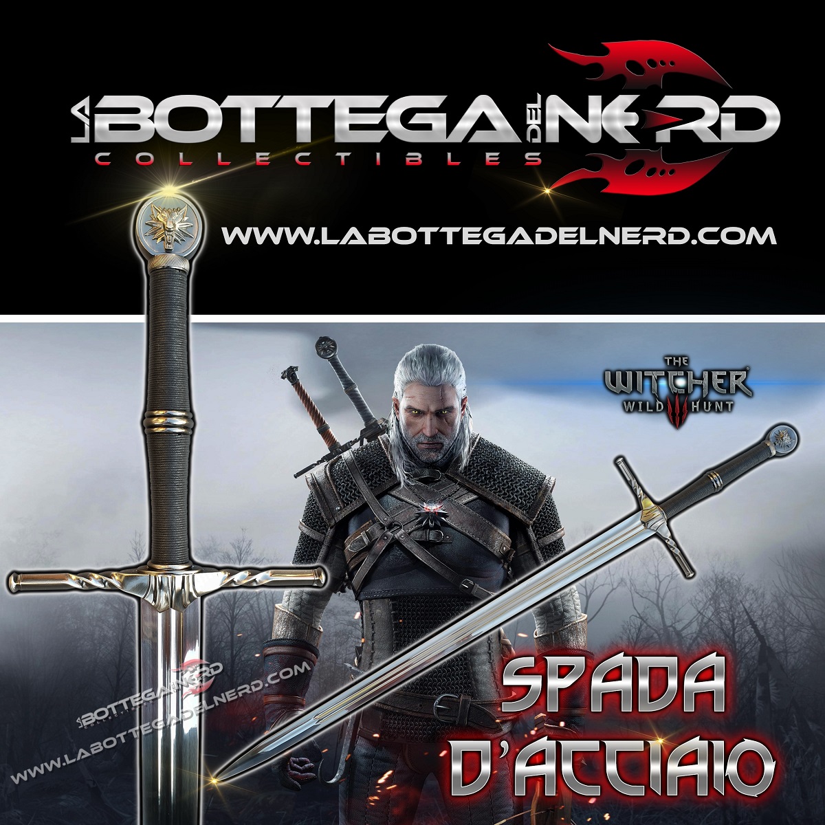 The Witcher 3 - Replica Spada d'acciaio Geralt di Rivia (DELUXE)