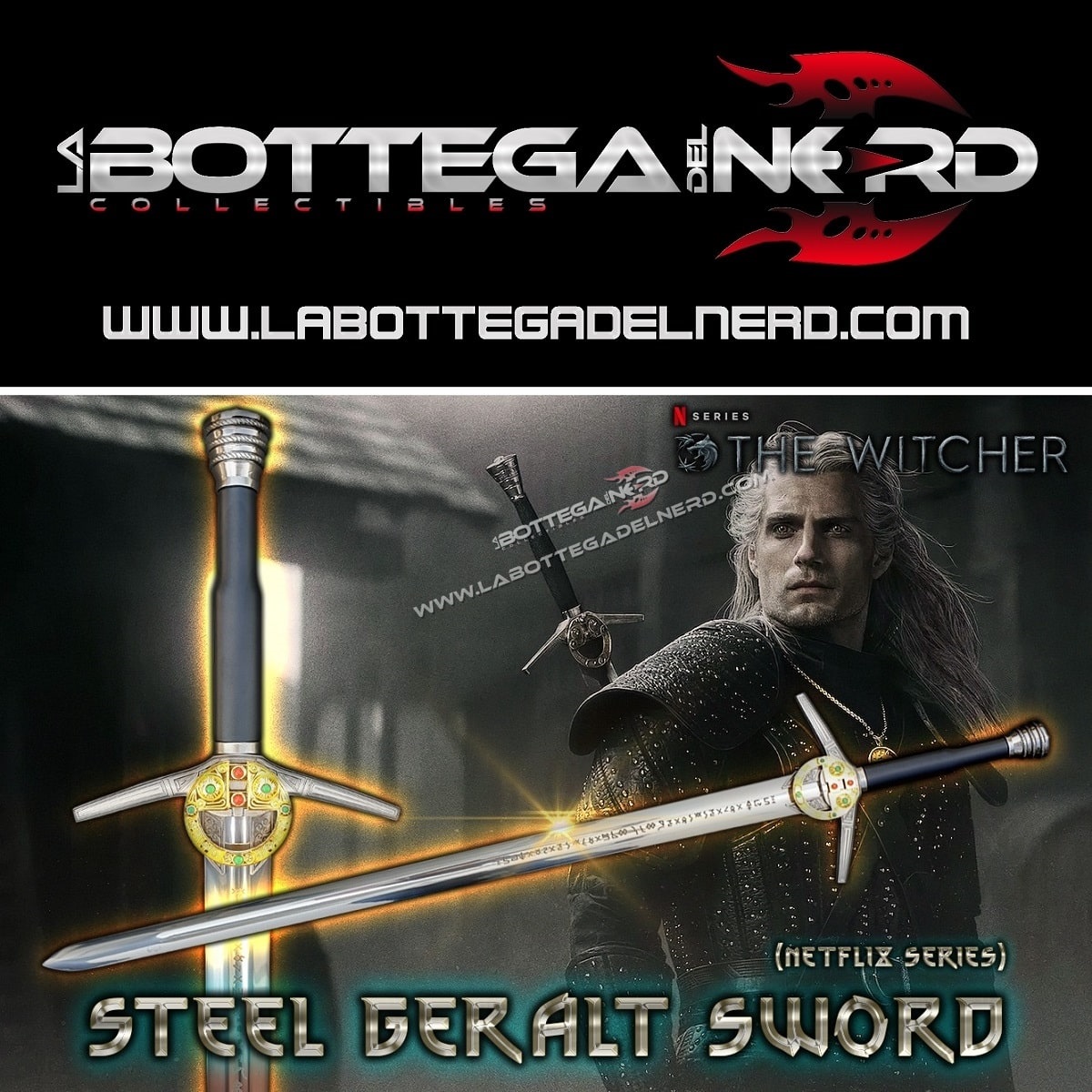 The Witcher - NETFLIX SERIES Replica Spada d'acciaio Geralt di Rivia Deluxe