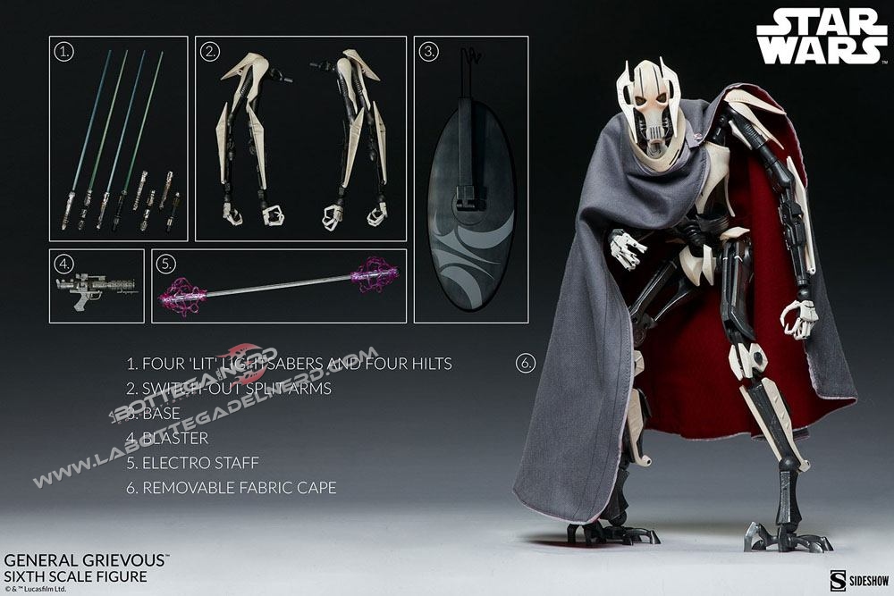 Star Wars - Sixth Scale Action Figure 1/6 Generale Grievous 41cm - immagine 10