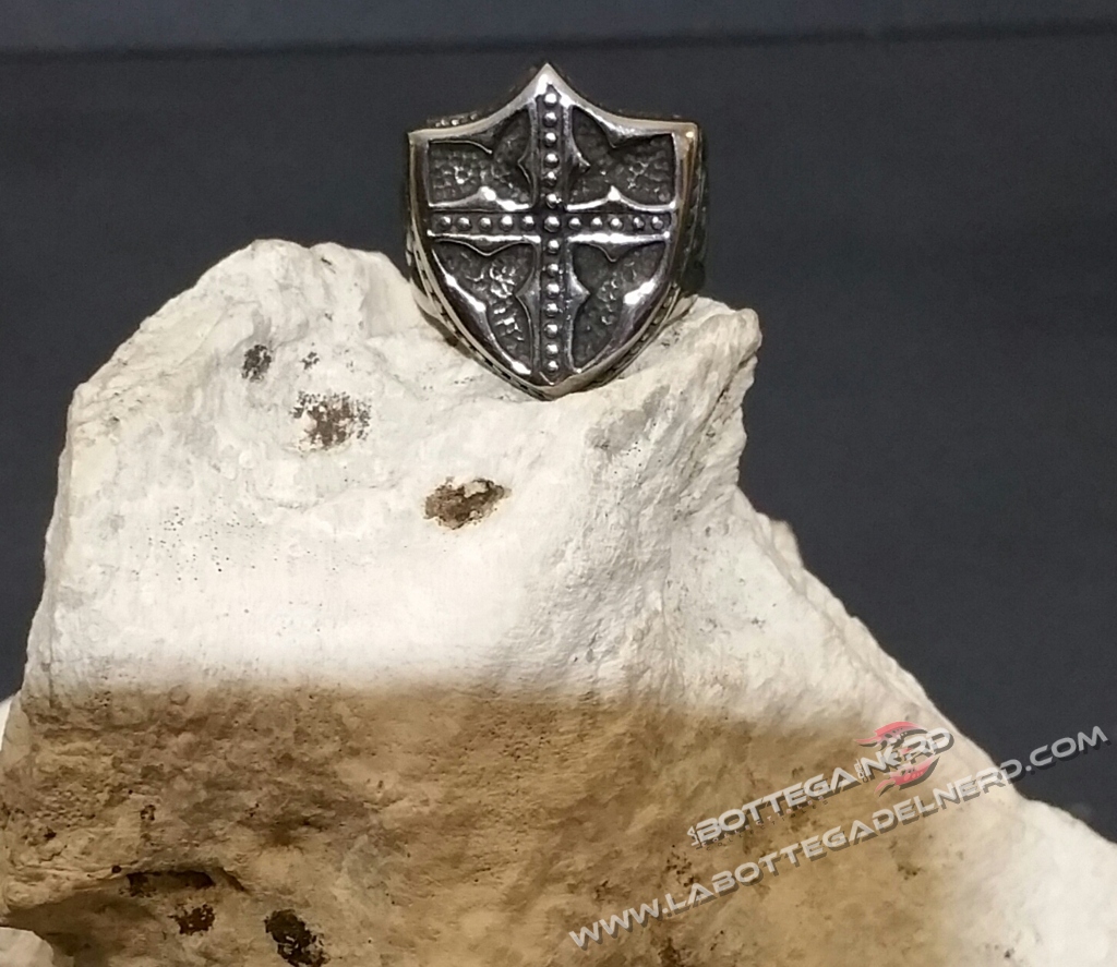 Anello templare in acciaio - immagine 4