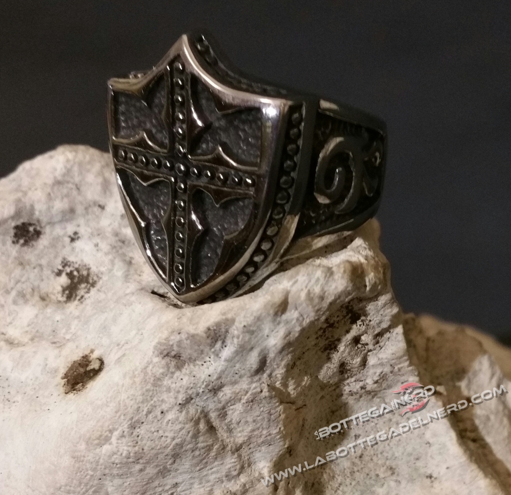 Anello templare in acciaio - immagine 2