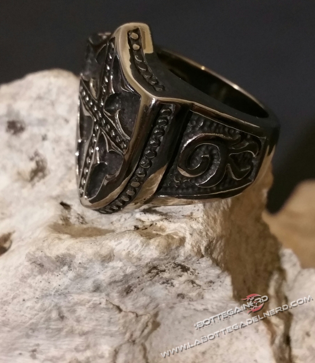 Anello templare in acciaio - immagine 3