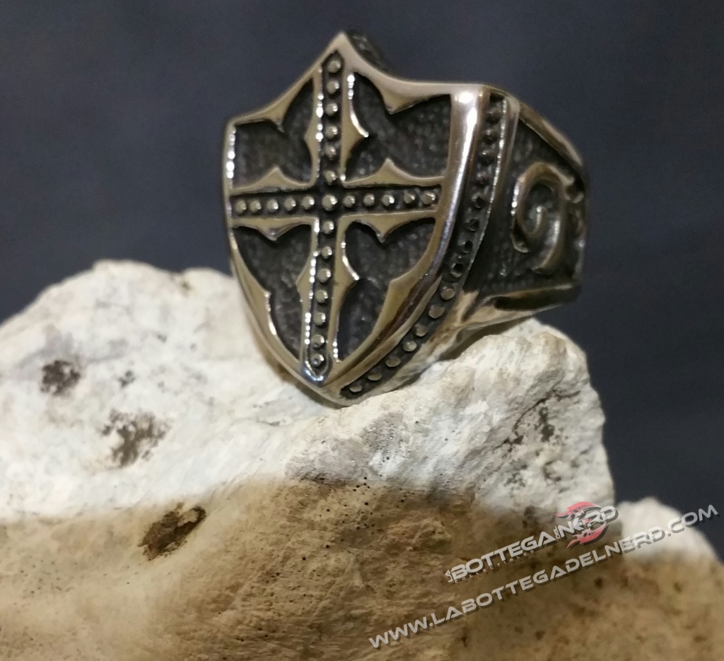 Anello templare in acciaio