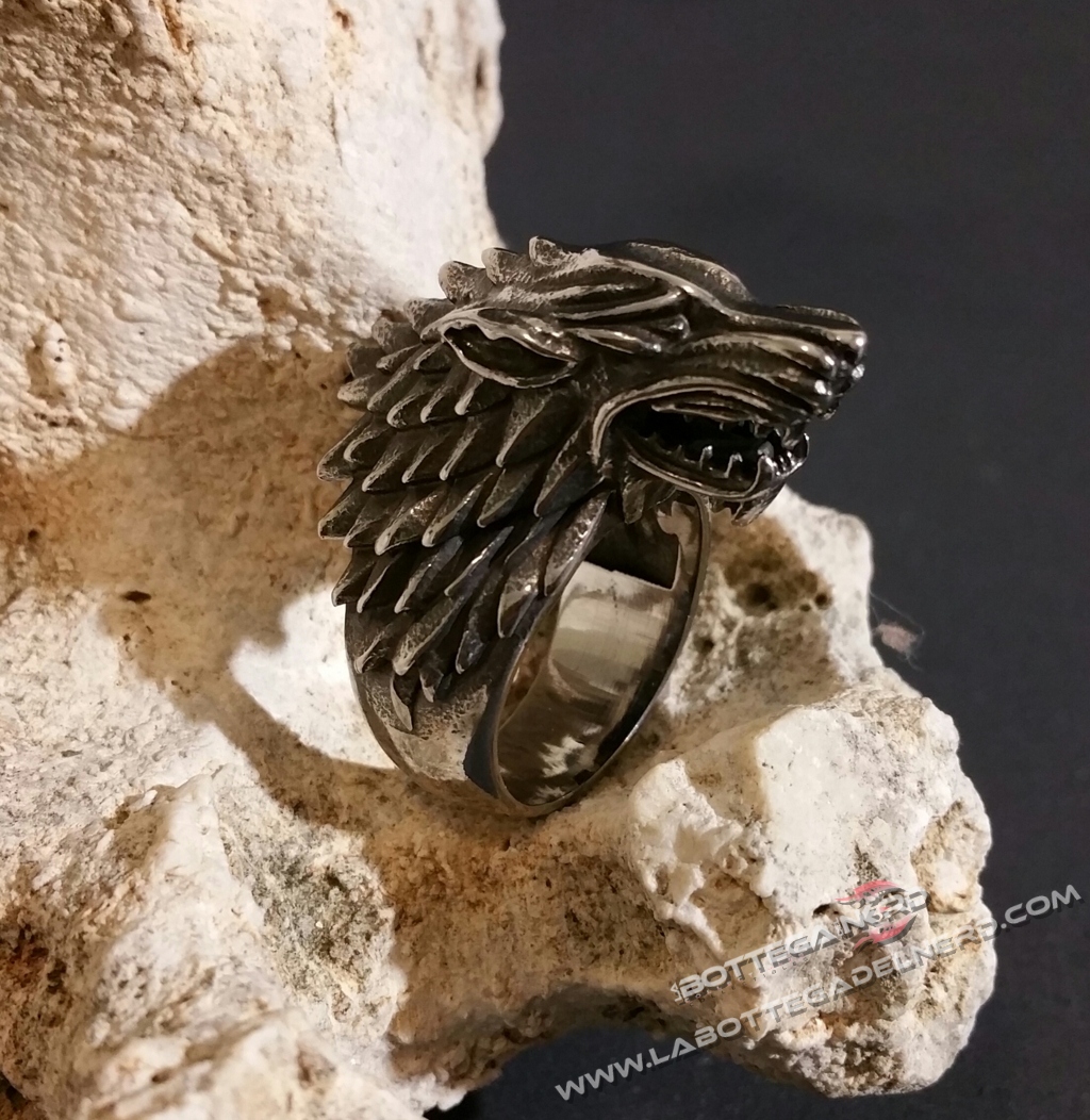 Anello acciaio metalupo casata Stark - immagine 2