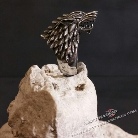 Anello acciaio metalupo casata Stark