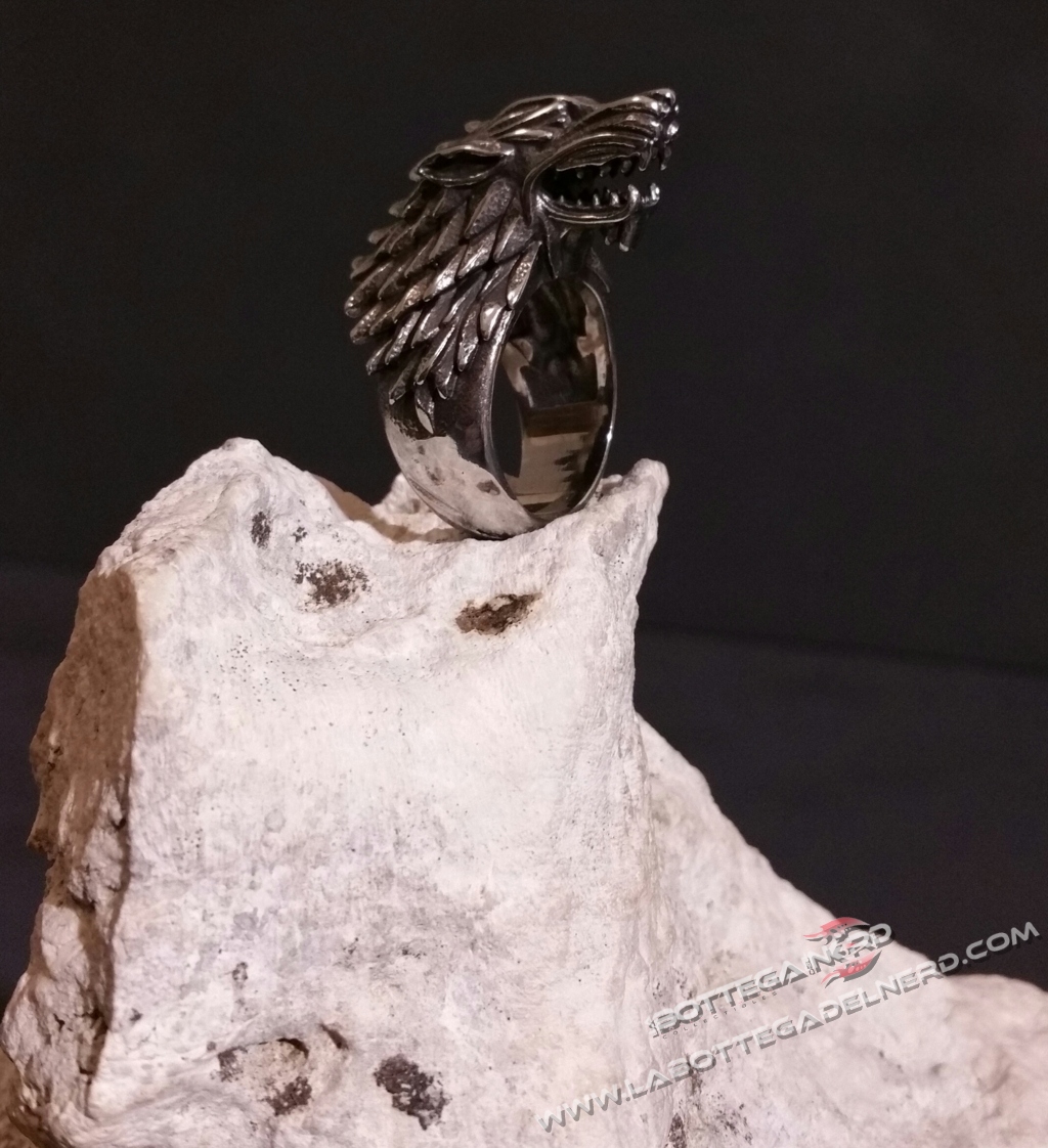 Anello acciaio metalupo casata Stark - immagine 3