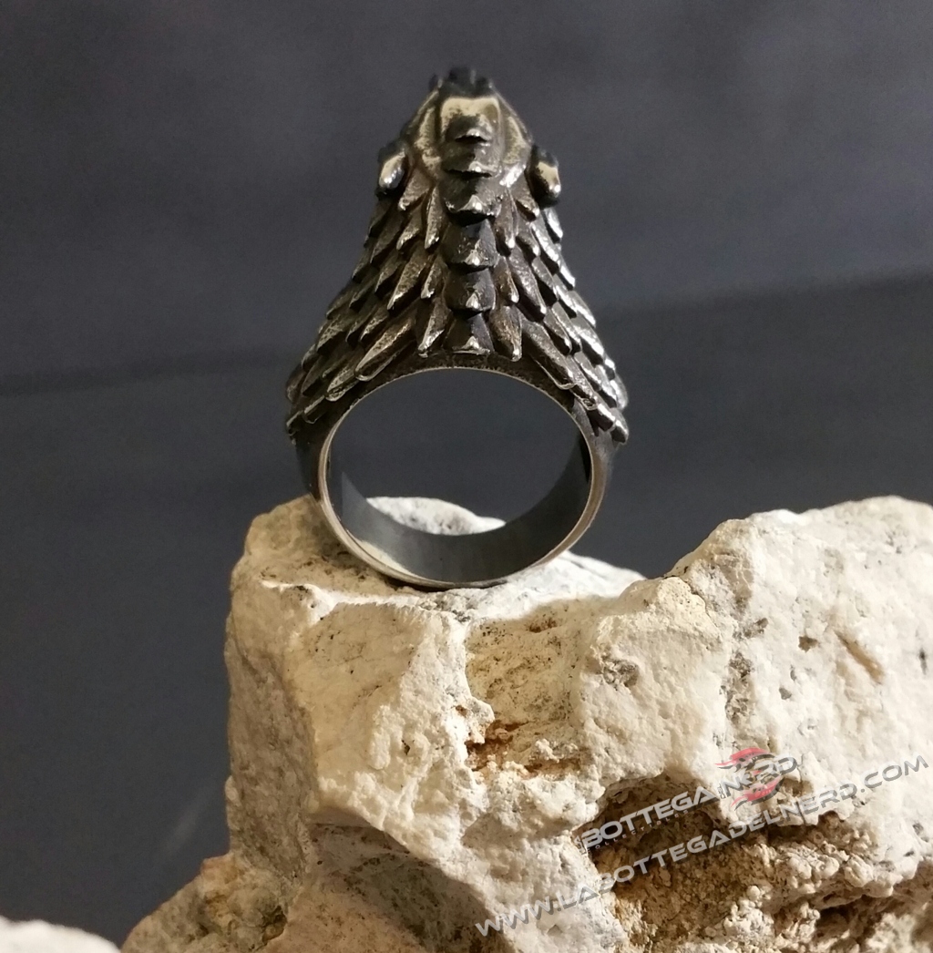 Anello acciaio metalupo casata Stark - immagine 4