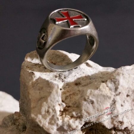 Anello Templare in acciaio antichizzato