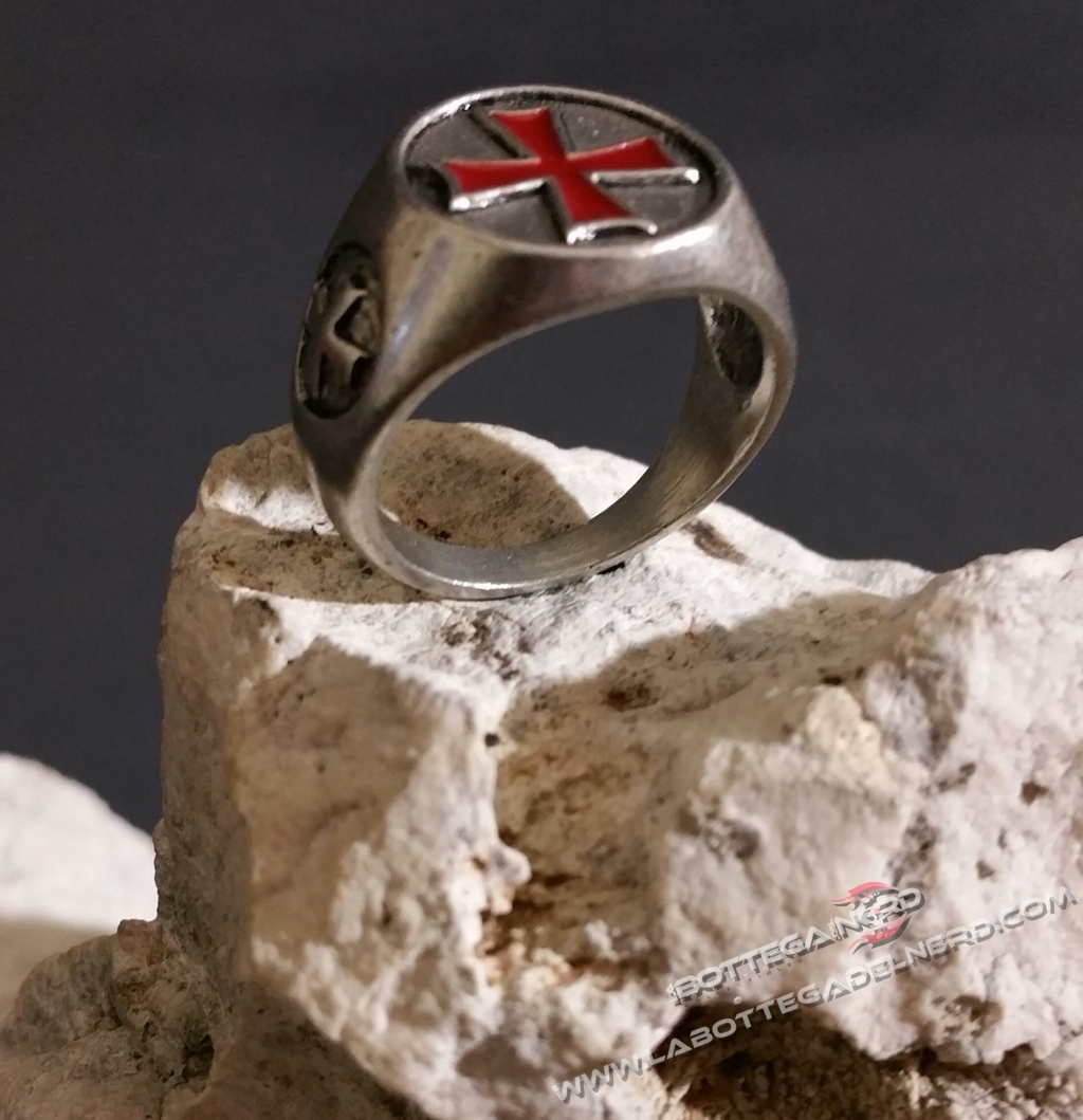 Anello Templare in acciaio antichizzato