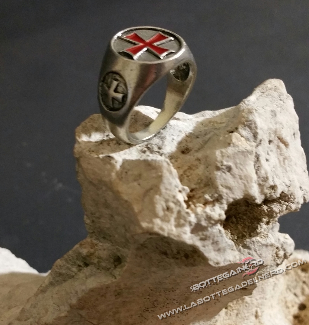 Anello Templare in acciaio antichizzato - immagine 2