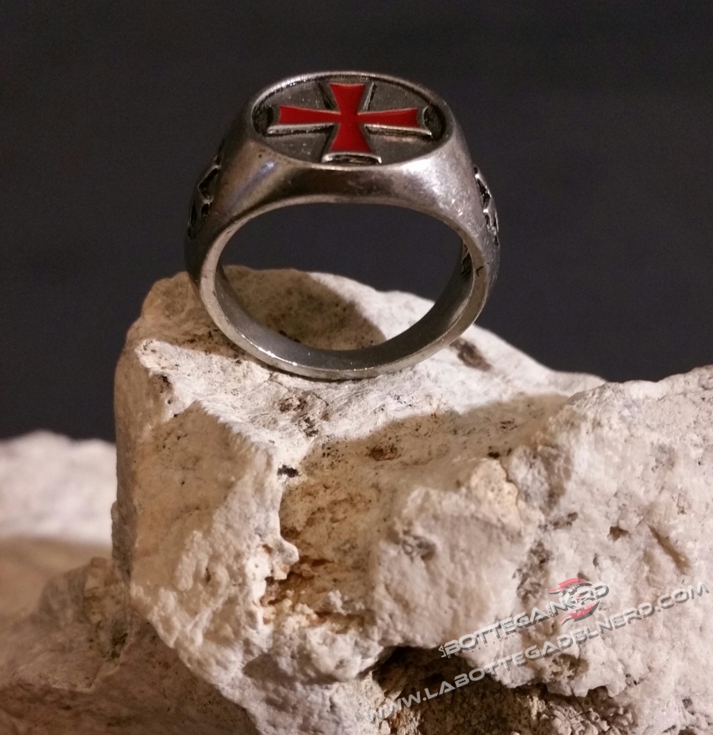 Anello Templare in acciaio antichizzato - immagine 3