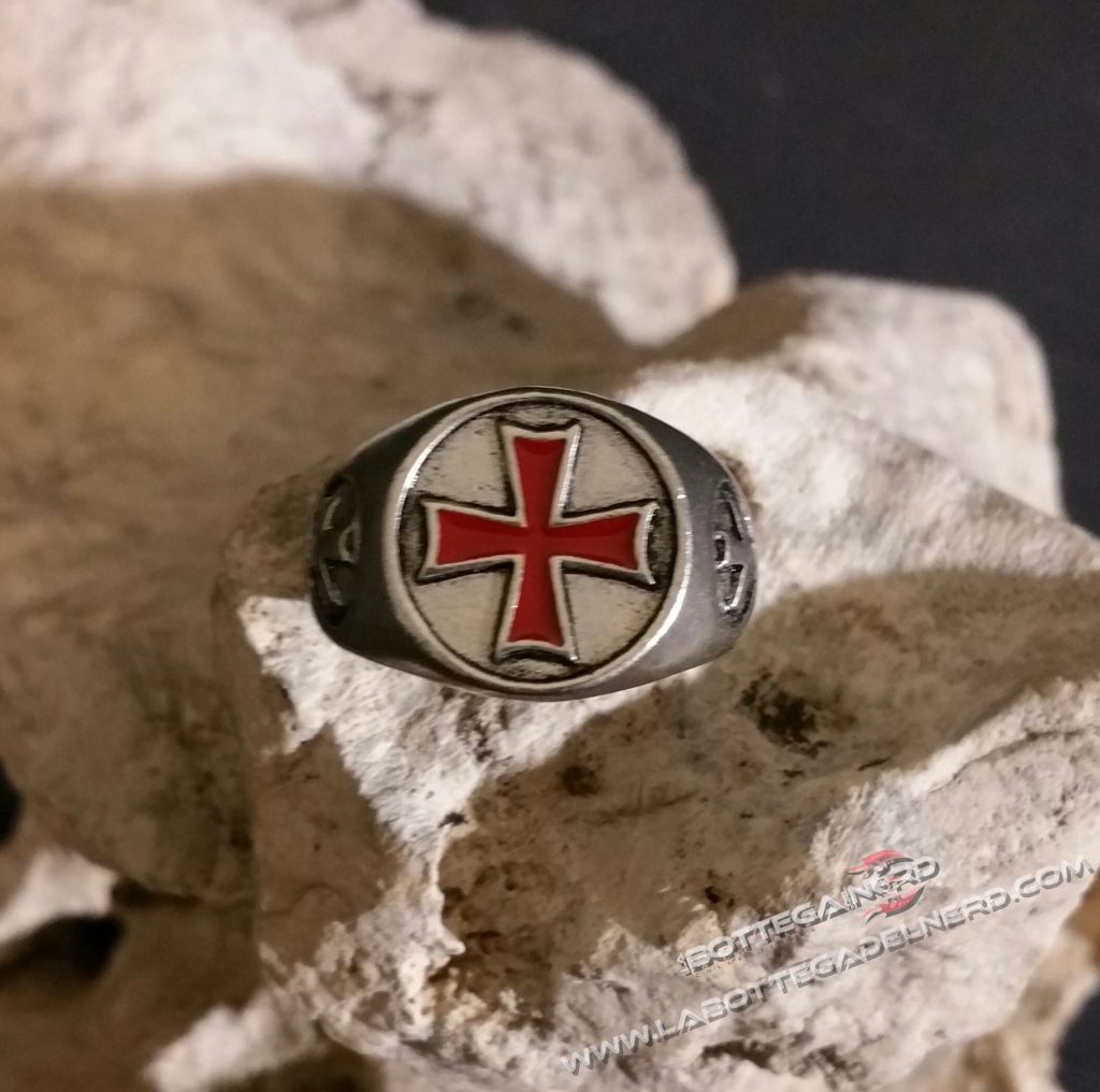 Anello Templare in acciaio antichizzato - immagine 4
