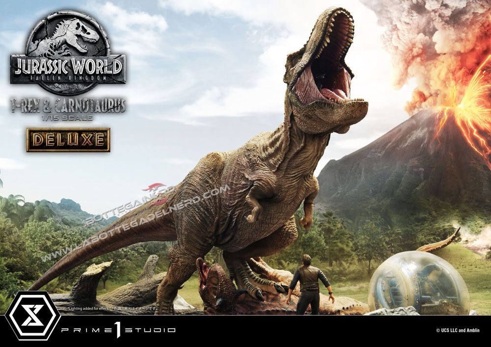 Jurassic World: Fallen Kingdom - Statue T-Rex & Carnotaurus Deluxe 90cm - immagine 2