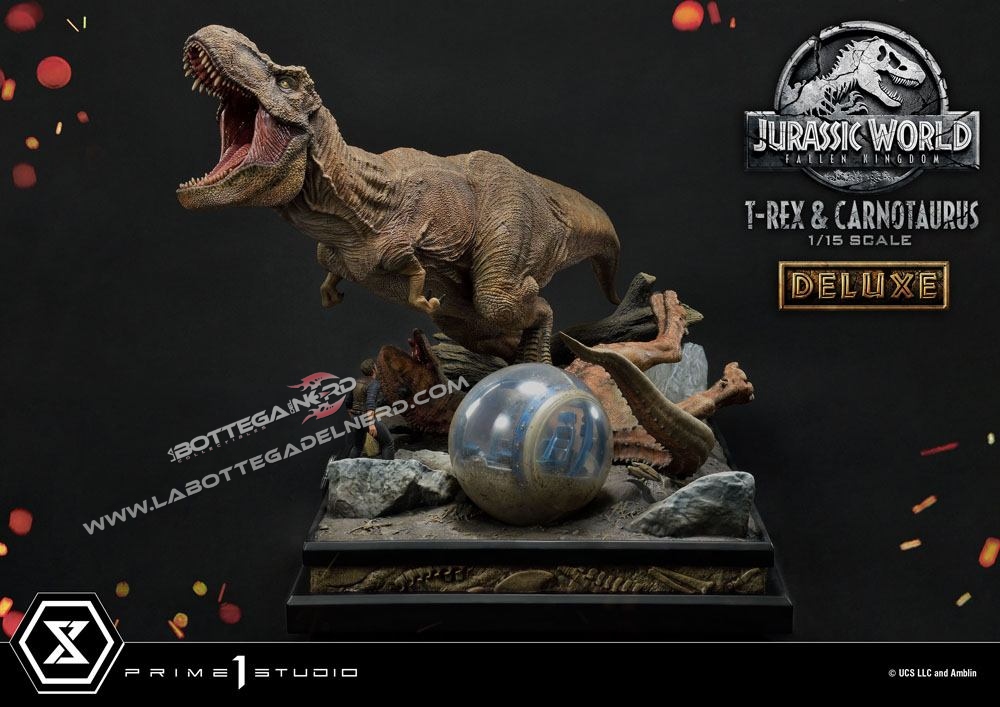 Jurassic World: Fallen Kingdom - Statue T-Rex & Carnotaurus Deluxe 90cm - immagine 4