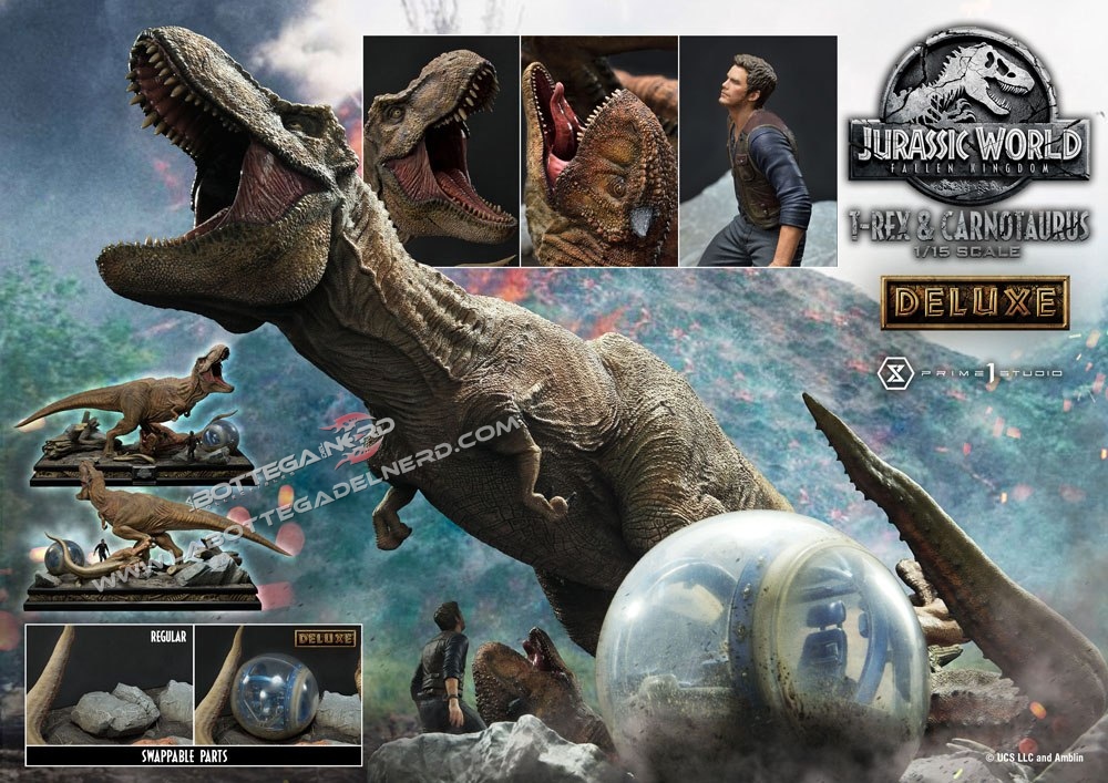 Jurassic World: Fallen Kingdom - Statue T-Rex & Carnotaurus Deluxe 90cm - immagine 10