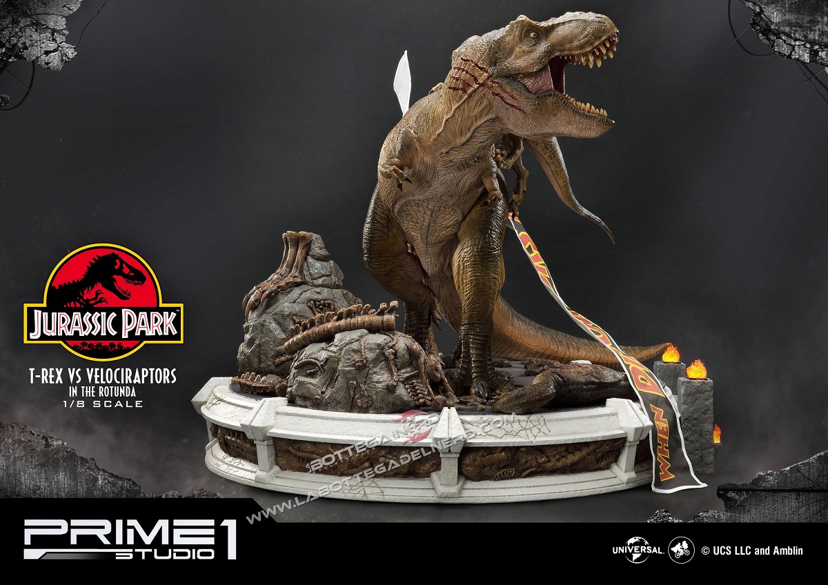Jurassic Park - Statua 1/8 T-Rex vs Velociraptors 65cm - immagine 5