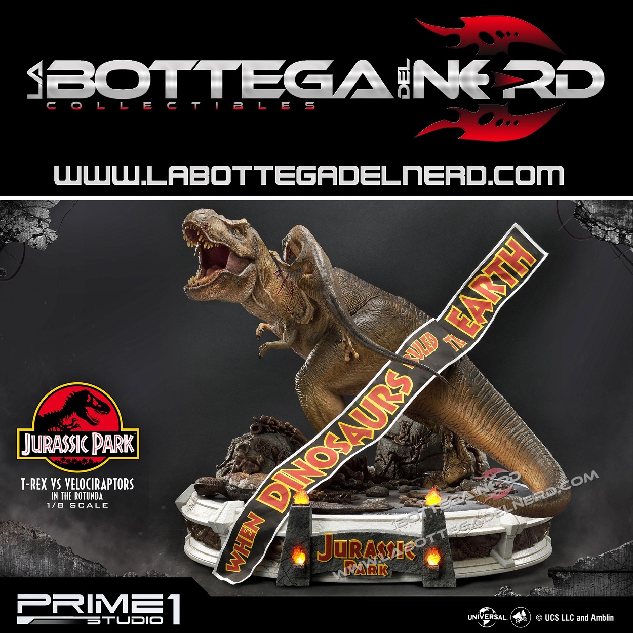 Jurassic Park - Statua 1/8 T-Rex vs Velociraptors 65cm