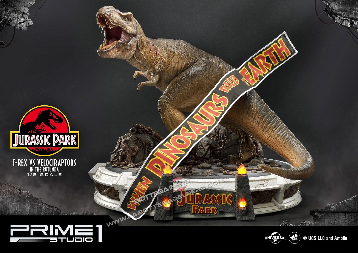 Jurassic Park - Statua 1/8 T-Rex vs Velociraptors 65cm - immagine 2