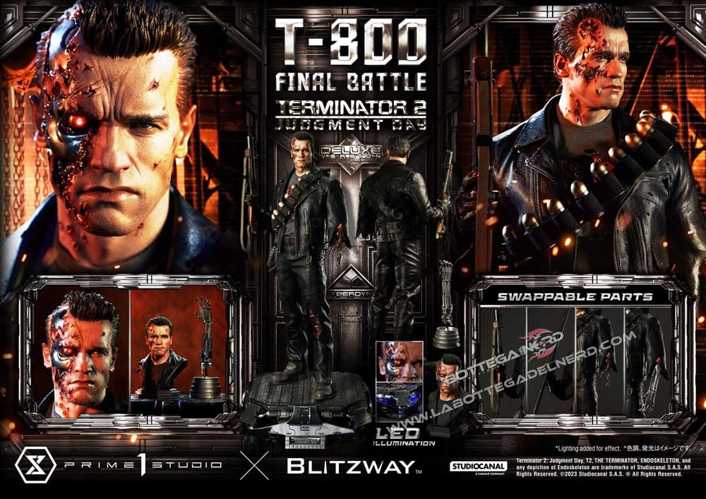 Terminator 2 - Statue 1/3 T-800 Final Battle Deluxe Version 75cm - immagine 14