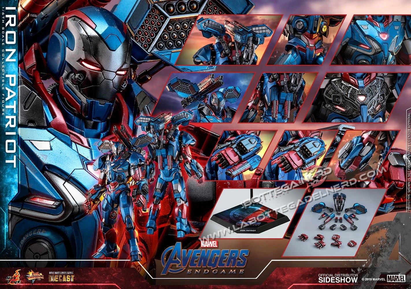 Avengers: Endgame - Action Figure 1/6 Iron Patriot 32cm - immagine 7