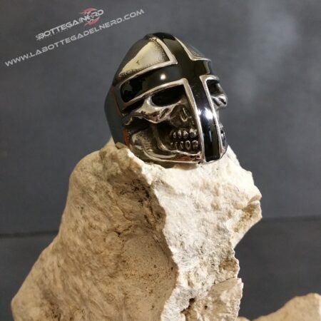 Anello acciaio - Teschio templare