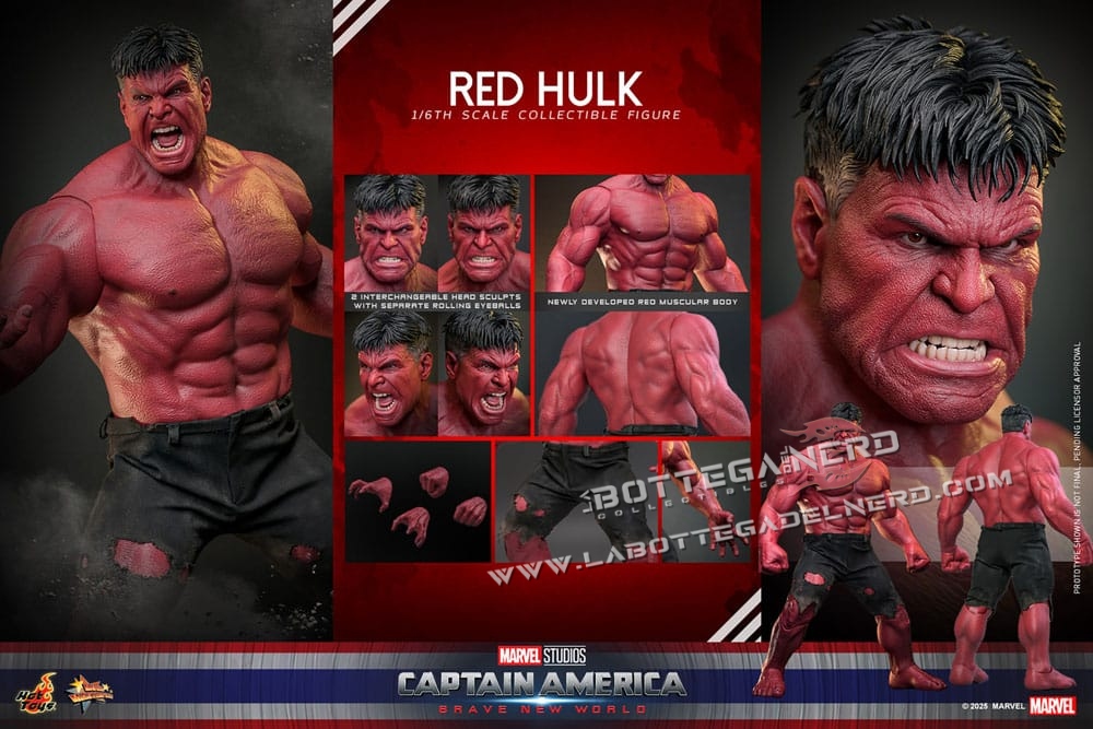 Captain America: Brave New World - Action Figure 1/6 Red Hulk 47cm - immagine 11