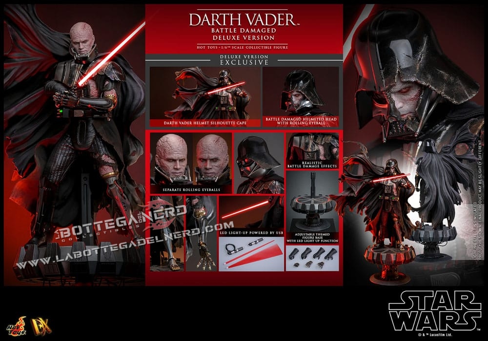 Star Wars - Action Figure 1/6 Darth Vader (Battle Damaged) Deluxe 35cm - immagine 14