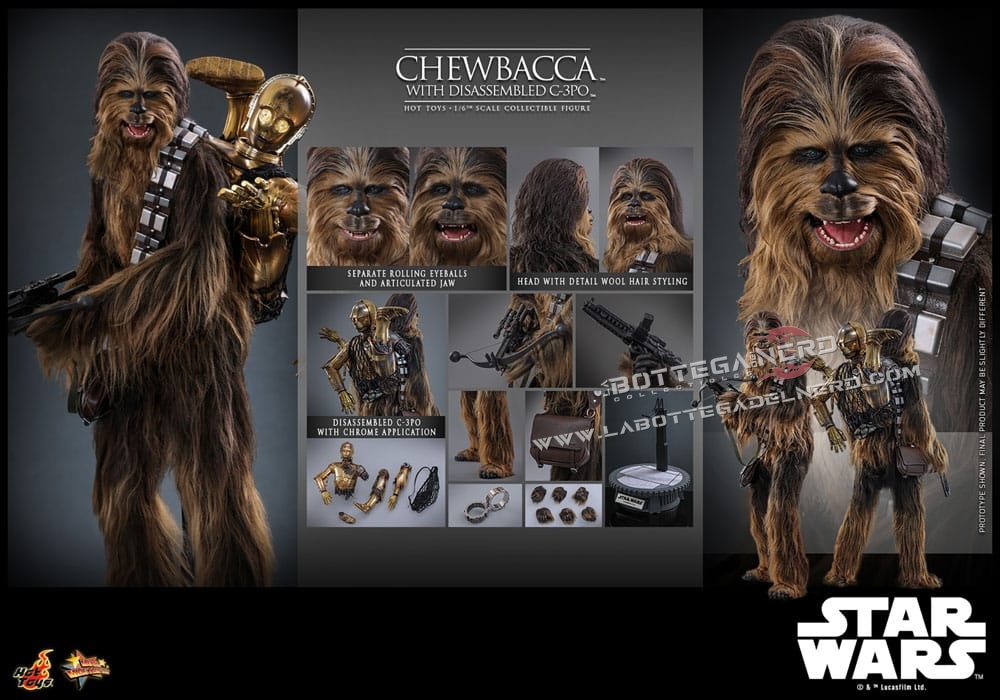 Star Wars Episode V - Action Figure 1/6 Chewbacca with C-3PO 36cm - immagine 12
