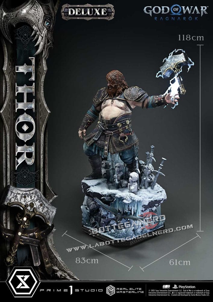 God of War Ragnarök - Masterline Statue 1/3 Thor Bonus Deluxe 105cm - immagine 13
