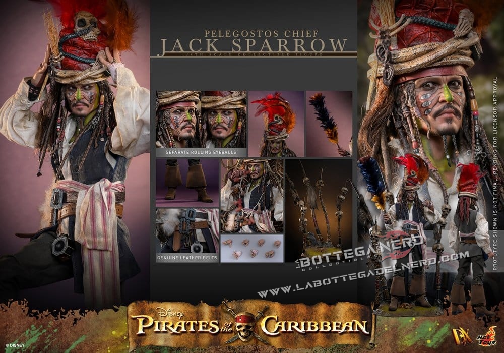 Pirates of the Caribbean - Action Figure 1/6 Pelegostos Chief Jack Sparrow 30cm - immagine 13