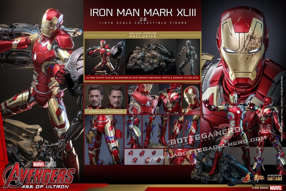Avengers: Age of Ultron - Diecast Action Figure 1/6 Iron Man XLIII Deluxe 32cm - immagine 13
